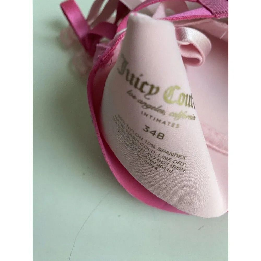 2 Pack Juicy Couture Sleek & Smooth Bra Sz 34B Lined Pink‎ Bling Logo JC5149 NEW - Picture 9 of 9